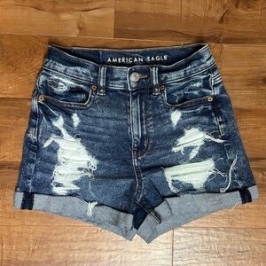 American Eagle Outfitters Women's Distressed Denim Shorts Mom Short Size 00